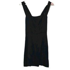 Sunday Best Satin Dress Womens XS Black Square Neck Thick Straps Smocked Aritzia